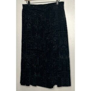 Clara Yoon A-Line Midi Skirt Medium Velvet Burnout Romantic Gothic